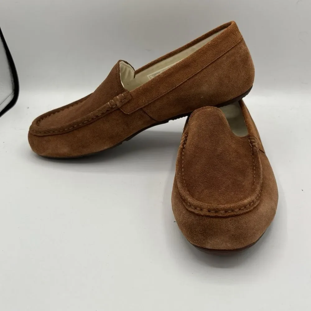 Vionic‎ Tompkin Suede Driving Loafer Shoe Slipper Men's 8 Brown Sherpa Insole